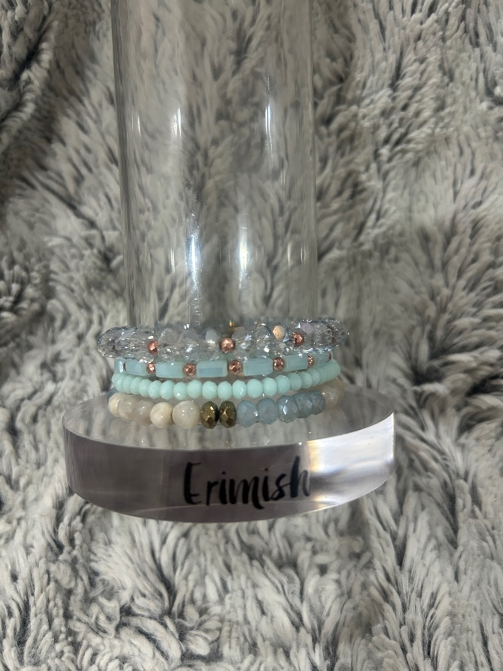 Erimish Stack Bracelet Set - Mint, Light Blue, Cream, Rose Gold
